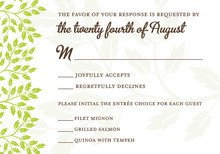 Modern Green Leaves RSVP Cards