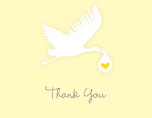 Flying Stork Pastel Yellow Thank You Cards