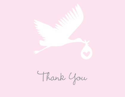 Flying Stork Pastel Yellow Thank You Cards