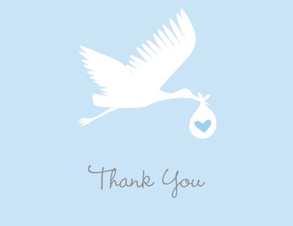 Flying Stork Pastel Yellow Thank You Cards