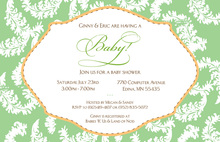 Green Vintage Frame Baby Shower Invitations