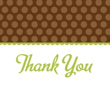 Brown Polka Dots Green Thank You Cards