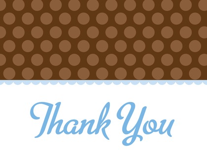 Brown Polka Dots Green Thank You Cards