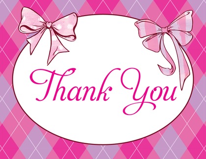 Two Bows Pink-Orange Thank You Cards