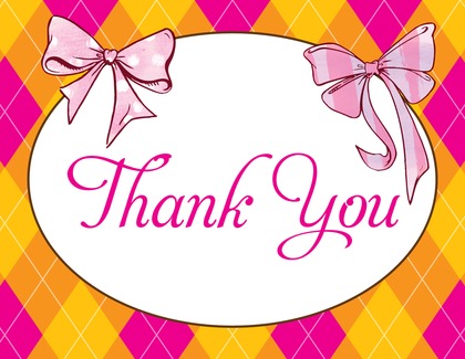Girly Pink Bows Thank You Cards