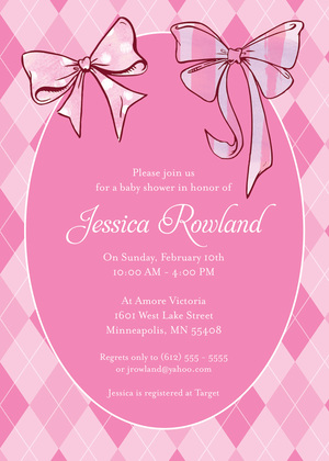 Argyle Oval Pink-Orange Invitation