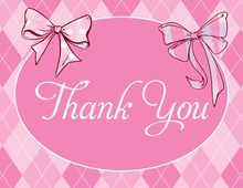 Girly Pink Bows Thank You Cards