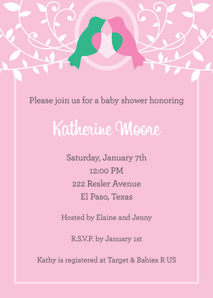 Two Lovely Birds Blue Baby Shower Invitations