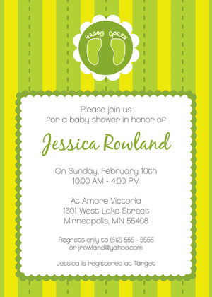 Baby Girl Circle Footprint Invitations