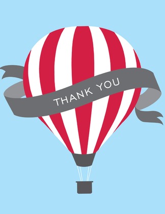 Pink Hot Air Balloon Thank You Cards