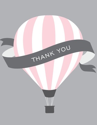 Hot Air Balloon Pastel Yellow Thank You Cards