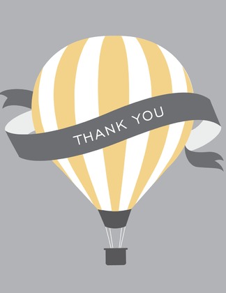 Aqua Hot Air Balloon Thank You Cards