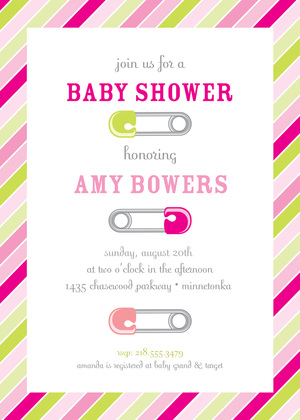 Colorful Baby Pins Invitation