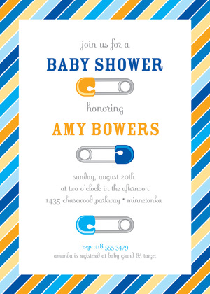 Colorful Baby Pins Invitation