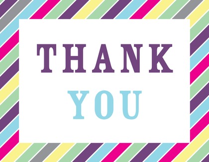 Multicolor Blue Stripes Thank You Cards
