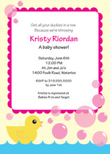Duck Pink Bubbles Invitation