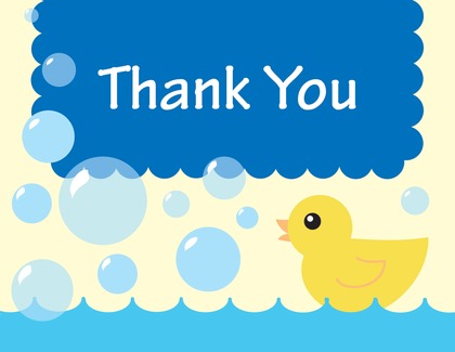 Duck Yellow Bubbles Thank You Cards