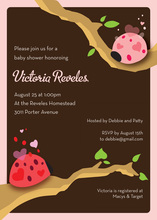 Modern Ladybugs Pink Invitation