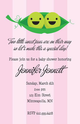 Peas In A Pod Twin Baby Shower Invitations