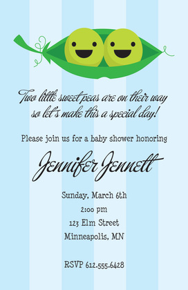 Peas In A Pod Twin Baby Shower Invitations