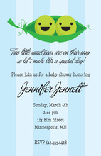 Peas In Pod Blue Invitations