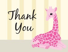 Pink Baby Girrafe Thank You Cards