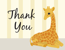 Yellow Baby Giraffe Thank You Cards