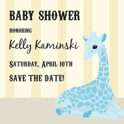 Blue Bashful Giraffe Invitation