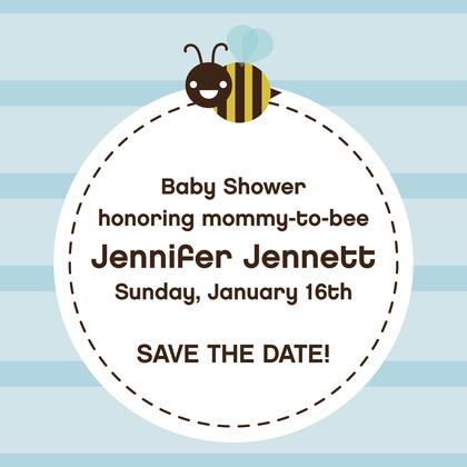 Honey Bee Blue Stripes Invitation