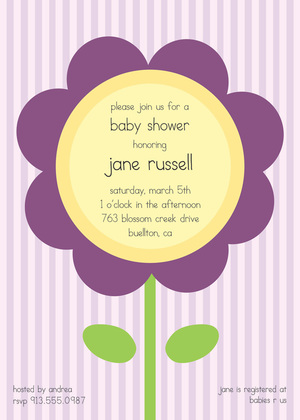 Pink Flower Stripes Invitation