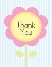 Pink Flower Blue Stripes Thank You Cards