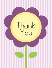 Lavender Flower Stripes Thank You Cards