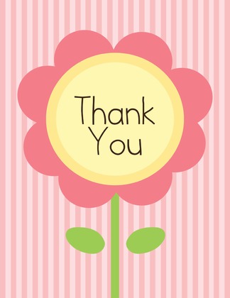 Lavender Flower Stripes Thank You Cards