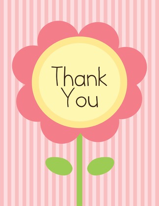 Lavender Flower Stripes Thank You Cards