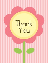 Pink Flower Pink Stripes Thank You Cards