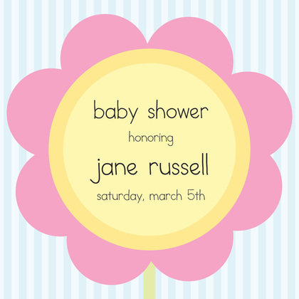 Baby Shower Pink Flower Stripes Invitation