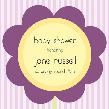 Purple Flower Stripes Invitation