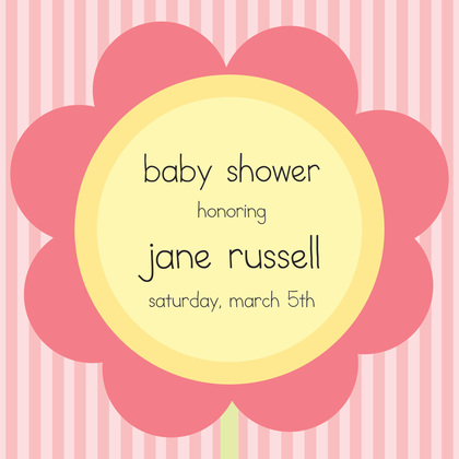 Pink Flower Blue Stripes Square Stickers