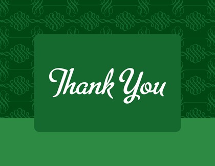 Elegant Swirl Green Thank You Cards