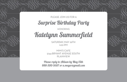 Stylish Flourish Green Pattern Modern Invitations