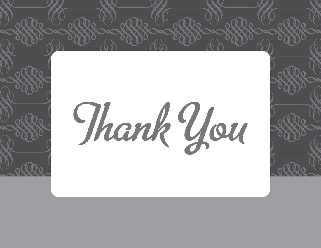 Formal Grey Pattern Thank You Cards
