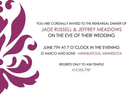 Modern Large Black Damask Formal Wedding Invitations