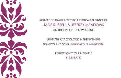 Unique Purple Reflection Damask Wedding Invitations