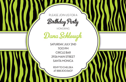 Fairy Purple Zebra Party Shower Invitations