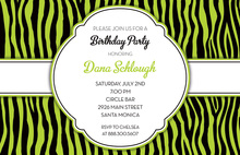 Healthy Green Zebra Party Celebration Invitations