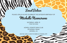 Quad Animal Print Blue Invitations