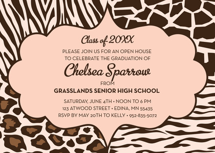 Vivid Bright Quad Animal Print Invitations