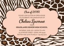 Quad Animal Print Pink Invitations