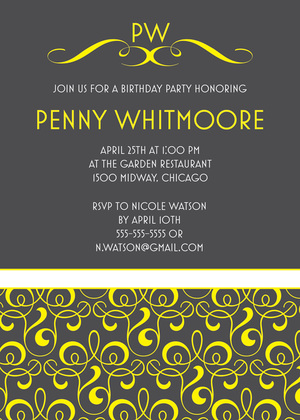 Stylish Fresh Filigree Pattern Modern Party Invitations