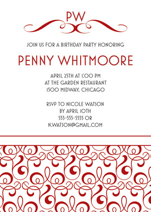 Victorian Monogram Style Flourish Invitations